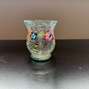 Floral/butterfly glass vase